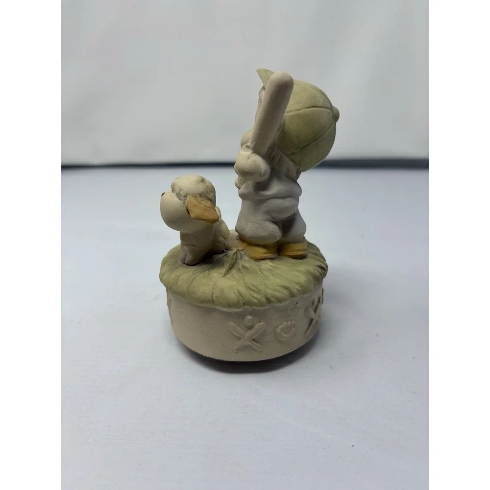 Vintage Music Box Boy with Baseball Bat & Dog – 